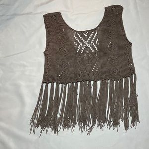 Brown crochet crop top